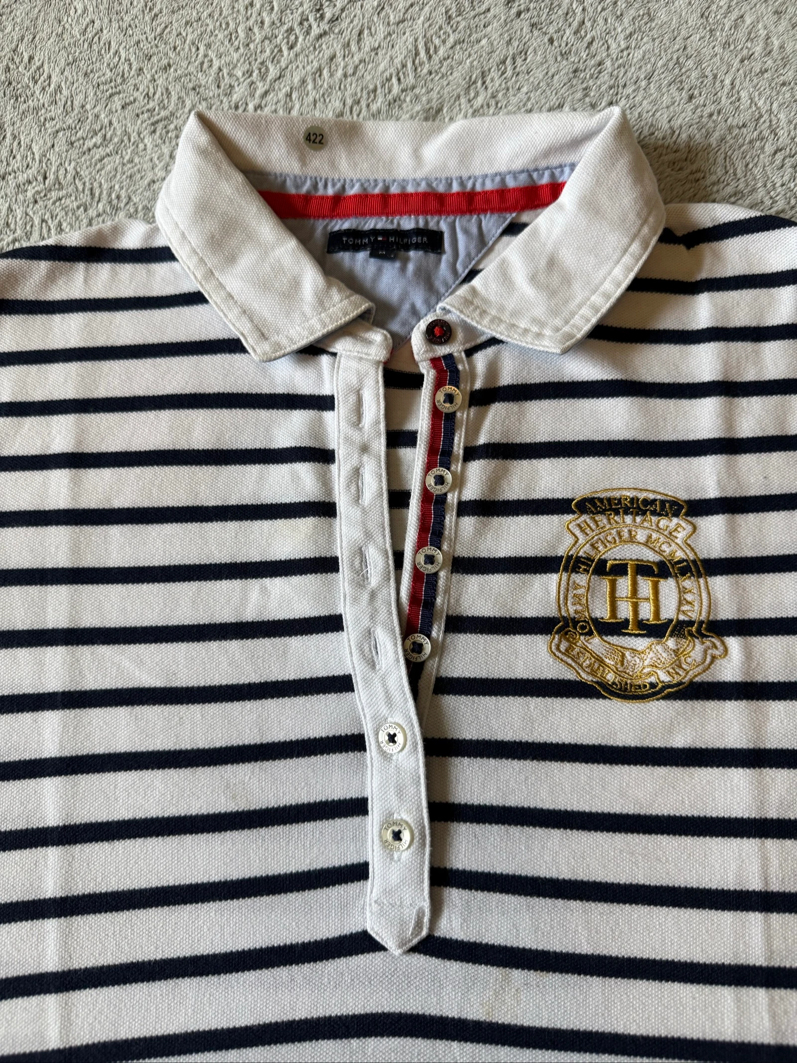 Polo femenino Tommy Hilfiger vintage a rayas – Talla M – Muy buen estado – photo 3